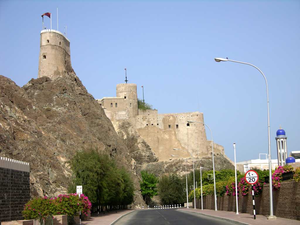 Muscat 02 Muscat 10 Al Mirani Fort Land Side We walked through a tunnel under the rock and looked back at Al-Mirani Fort from the land side.